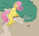 anthro big_breasts big_nipples breasts butt exhibitionism female huge_breasts in_tree nipples nude plant sagging_breasts sitting sitting_in_tree smile solo tree kentuckiyucki friendship_is_magic hasbro my_little_pony fluttershy_(mlp) equid equine horse mammal pony absurd_res hi_res