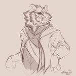 anthro clothed clothing coat_cape fluffy looking_away markings paint tribal tribal_markings tazatail hasbro magic:_the_gathering wizards_of_the_coast khalo catfolk felid hybrid leonin lion mammal pantherine tiger 1:1 digital_drawing_(artwork) digital_media_(artwork) hi_res