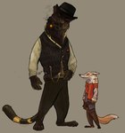 alternate_species anthro belt biped clothed clothing duo fingers furrification hat headgear headwear male size_difference smoking tail whiskers abovesn4kes red_dead_(series) rockstar_games dutch_van_der_linde hosea_matthews canid canine felid fox mammal pantherine 2024