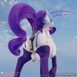 anal anal_penetration animal_genitalia animal_vulva anus blue_eyes butt buttplug buttplug_in_ass buttplug_insertion clitoris clothing crotch_breasts cutie_mark dialogue dock_(anatomy) equine_anus equine_genitalia equine_vulva eyebrows eyelashes female feral genitals hair horn legwear nipples object_in_ass outside penetration plug_(sex_toy) plug_insertion puffy_anus pupils purple_clothing purple_hair purple_legwear raised_tail sex_toy sex_toy_in_ass sex_toy_insertion solo tail tail_anus talking_to_viewer teats text thick_thighs thigh_highs vulva white_body flutterpink_3d friendship_is_magic hasbro my_little_pony mythology rarity_(mlp) equid equine mammal mythological_creature mythological_equine unicorn 1:1 3d_(artwork) digital_media_(artwork) english_text hi_res