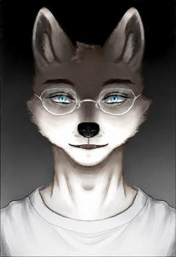 anthro blue_eyes clothed clothed_anthro clothed_male clothing ears_up eyebrows eyewear fur glass glasses looking_at_viewer male open_mouth shirt solo teeth teeth_showing tongue topwear wearing_glasses white_body white_clothing white_fur white_shirt white_topwear reynard_goodfellow chudjak canid canine mammal digital_drawing_(artwork) digital_media_(artwork) headshot_portrait hi_res portrait