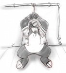 anthro bdsm bondage bottomless bound clothed clothing male open_clothing open_shirt open_topwear overweight overweight_anthro overweight_male shirt solo submissive submissive_male topwear sdawg disney the_jungle_book baloo bear mammal sloth_bear ursine