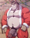 anthro balls clothing costume genitals humanoid_genitalia humanoid_penis male musclegut muscular pecs penis santa_costume solo vein veiny_penis funeral-paws asinus donkey equid equine mammal hi_res