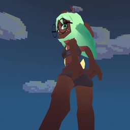 anthro bow_accessory bow_ribbon butt clothed clothing cloud eyewear female fur glasses green_hair hair lips looking_at_viewer low_poly ribbons smile solo tail white_body white_fur floreum nanaimo_(floreum) lagomorph leporid mammal rabbit 1:1 3d_(artwork) 3d_animation animated digital_media_(artwork) long_playtime no_sound webm