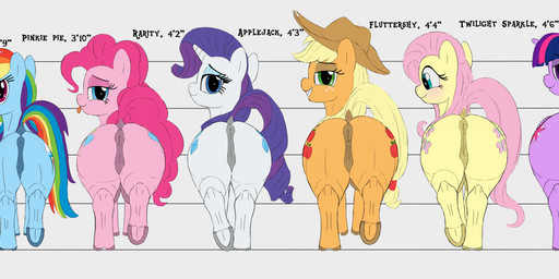 animal_genitalia animal_vulva anus big_butt blonde_hair blue_body blue_eyes blush brown_clothing brown_hat brown_headwear butt chart clothing dock_(anatomy) equine_anus equine_genitalia equine_vulva eyelashes eyeshadow female female_feral feral freckled_butt freckled_face freckles genitals green_eyes group hair half-closed_eyes hat headgear headwear hooves horn long_eyelashes long_hair looking_at_viewer looking_back makeup mostly_nude_female mostly_nude_feral multicolored_hair multicolored_tail narrowed_eyes nude nude_female orange_body pink_body pink_hair pink_tail puffy_anus purple_body purple_eyes purple_tail quadruped rainbow_hair rainbow_tail size_chart tail tongue unicorn_horn vulva white_body wings yellow_body yellow_tail maranium friendship_is_magic hasbro my_little_pony mythology applejack_(mlp) fluttershy_(mlp) pinkie_pie_(mlp) rainbow_dash_(mlp) rarity_(mlp) trixie_(mlp) twilight_sparkle_(mlp) earth_pony equid equine horse mammal mythological_creature mythological_equine pegasus pony unicorn 3:1 absurd_res digital_drawing_(artwork) digital_media_(artwork) hi_res