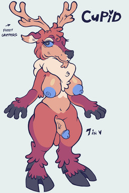 anthro antlers balls big_breasts big_penis blue_glans blue_nipples blue_sclera breasts erection foreskin genitals glans gynomorph heart_eyes heart_symbol hooves horn humanoid_genitalia humanoid_penis intersex nipples penis retracted_foreskin small_waist solo text thick_thighs vein veiny_penis theredlace deer mammal new_world_deer reindeer english_text hi_res model_sheet