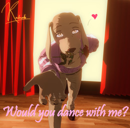 anthro bedroom_eyes bottomwear clothed clothing collared_shirt dress_pants dress_shirt dress_shoes extended_arm extending_hand flower heart_symbol looking_at_viewer male narrowed_eyes pants pecs plant rose_(flower) seducing_viewer seductive shirt solo topwear vermilionrenderworks enticia_(modeler) beastars jack_(beastars) bird_dog canid canine canis domestic_dog hunting_dog labrador mammal retriever 3d_(artwork) digital_media_(artwork) hi_res signature