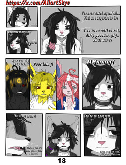 anthro black_body black_fur blonde_hair dialogue female fur grey_body grey_fur group hair male pink_body pink_fur pink_hair purple_body purple_fur purple_hair text white_body white_fur yellow_body yellow_fur allartskye nintendo pokemon darksy_(allartskye) evelyne_(allartskye) jolyne_(allartskye) kia_(allartskye) skye_(allartskye) sylvie_(allartskye) american_opossum domestic_cat eeveelution felid feline felis generation_1_pokemon generation_2_pokemon generation_6_pokemon jolteon mammal marsupial pokemon_(species) sylveon umbreon comic english_text hi_res
