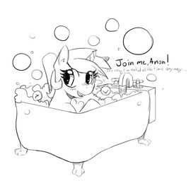 bath bubble female feral horn simple_background solo text water white_background mewball friendship_is_magic hasbro my_little_pony mythology lyra_heartstrings_(mlp) equid equine mammal mythological_creature mythological_equine unicorn english_text monochrome