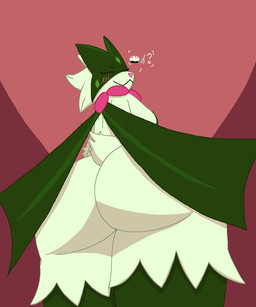anthro big_butt blush blush_lines butt female fur green_body green_fur slightly_chubby slightly_chubby_anthro solo tail simon_el_joyas_(artist) nintendo pokemon gres_(simon_el_joyas) generation_9_pokemon meowscarada pokemon_(species) 5:6 hi_res