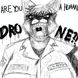 angry anthro clothing fangs female first_person_view lyrics military military_uniform screaming soldier solo teeth uniform warrior anonymous_artist loss muse_(band) peggy_patterson canid canine fox mammal 1:1 absurd_res hi_res meme