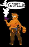 anthro clothing feet fur jockstrap legwear male markings orange_body orange_fur simple_background smoking smoking_pipe smoking_smoking_pipe solo speech_bubble stockings tail transparent_background underwear whisker_markings trongle garfield_(series) garfield_the_cat domestic_cat felid feline felis mammal 5:8 absurd_res alpha_channel hi_res