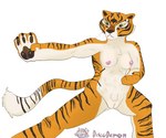 anthro black_body black_fur black_nose brown_eyes female fur genitals kung_fu muscular nipples nude orange_body orange_fur pawpads posed pubes pussy scruffy solo yellow_eyes discodemon dreamworks kung_fu_panda master_tigress felid feline mammal pantherine tiger 6:5 absurd_res hi_res