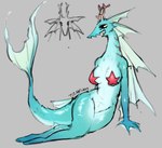 anthro blue_body bottomless bra bra_only breasts clothed clothing female fin horn scales sitting solo starfish_(accessory) starfish_bra tail underwear underwear_only natchan amaverse mythology wai anthozoan asterozoan cnidarian coral dragon echinoderm elemental_creature elemental_dragon marine mythological_creature mythological_scalie scalie starfish hi_res