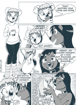 boots bubble choker clothing collar container cup dialogue drunk drunk_bubble female female/female footwear heart_symbol jewelry kiss_on_lips kissing necklace shoes substance_intoxication surprise_kiss text brian_mcpherson annie_(brian_mcpherson) kylee_(brian_mcpherson) beaver koala mammal marsupial rodent vombatiform 2020 comic digital_media_(artwork) english_text