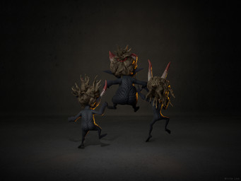 5_fingers arms_bent bent_legs big_butt black_body black_skin black_wall brown_hair butt featureless_feet feet finger_guns fingers group hair horned_mask humanoid_pointy_ears jumping light male male_humanoid mask mask_only medium_hair midair not_furry nude nude_humanoid nude_male on_one_leg pointy_ears red_hair_tie slightly_chubby slightly_chubby_humanoid slightly_chubby_male small_butt standing text trio white_mask mirim_lee highguard_(game) boney_(highguard) gus_(highguard) mooch_(highguard) humanoid spirit wisp_(highguard) 2026 3d_(artwork) absurd_res artist_name autodesk_maya_(artwork) colored concept_art digital_media_(artwork) english_text hi_res lighting marmoset_toolbag_(artwork) official_art shaded substance_painter_(artwork) unreal_engine_(artwork) zbrush_(artwork)