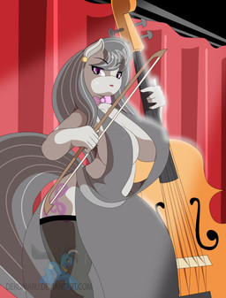 anthro anthrofied big_breasts bow_(stringed_instrument) bowed_string_instrument breasts cello cleavage clothed clothing female huge_breasts musical_instrument solo string_instrument dekomaru friendship_is_magic hasbro my_little_pony octavia_(mlp) earth_pony equid equine horse mammal pony 2015 hi_res
