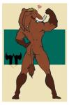 abstract_background anthro biceps big_ears biped border brown_body brown_fur brown_hair brown_tail butt ear_piercing feet flexing fur hair hand_on_hip heart_symbol looking_at_viewer looking_back male muscular muscular_anthro muscular_male nude piercing pose rear_view short_hair solo standing tail tail_tuft trunk tuft tusks white_border neosavias curtis_(bgn) elephantid mammal mammoth prehistoric_species proboscidean 2017 digital_media_(artwork) full-length_portrait hi_res pinup portrait watermark