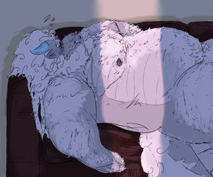 anthro beard being_watched belly big_belly big_butt blush body_hair butt chest_hair facial_hair fur furniture hair hairy horn ill looking_at_another male musclegut muscular muscular_anthro muscular_male night nipples nude overweight overweight_anthro overweight_male pecs pubes simple_background sleeping sleeping_nude sofa solo tail thick_thighs whiskers white_body white_fur white_hair nutdoesart asian_mythology east_asian_mythology mythology sihai's_legacy shen_(sihai's_legacy) animal_humanoid dragon eastern_dragon humanoid mythological_creature mythological_scalie scalie scalie_humanoid digital_media_(artwork) hi_res