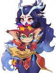 duo female feral fire horn hug male smile young young_feral begseu1 league_of_legends mythology riot_games tencent shyvana smolder_(lol) animal_humanoid dragon dragon_humanoid humanoid mythological_creature mythological_scalie scalie absurd_res hi_res