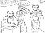 2007 anthro balls_outline barely_visible_genitalia barely_visible_penis beachfox bear biped black_and_white blush bulge canid canine clothing competition dated detailed_bulge ear_piercing ear_ring english_text fox genital_outline genitals group male mammal monochrome mustelid otter penis penis_outline piercing ring_piercing smile spelling spelling_bee text topwear xkcd