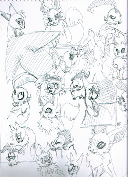 3_fingers 3_toes ambiguous_gender bone clothing feet female feral fingers group hat head_tuft headgear headwear multiple_poses open_mouth paws pose toes tuft spacesmilodon nintendo pokemon avery_(latias) healer_(straviios) sivera_(zigzagoon) chikorita eevee generation_1_pokemon generation_2_pokemon generation_3_pokemon latias legendary_pokemon pokemon_(species) zigzagoon 2013 english_description expression_sheet hi_res sketch sketch_page traditional_media_(artwork)