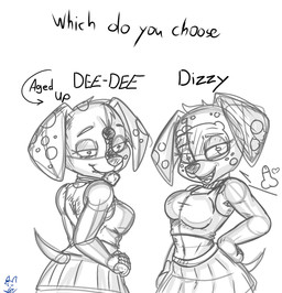 aged_up anthro anthrofied bottomwear breasts clothing condom condom_in_mouth duo female medium_breasts mouth_hold object_in_mouth sexual_barrier_device skirt take_your_pick goather wyvern450 101_dalmatian_street 101_dalmatians disney dee_dee_(101_dalmatians) dizzy_(101_dalmatians) canid canine canis dalmatian domestic_dog mammal sketch unfinished incest_(lore) sibling_(lore) sister_(lore) sisters_(lore)