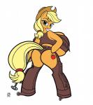 2013 anthro applejack_(mlp) badgerben big_breasts blonde_hair branding_iron breasts butt chaps cutie_mark equine female friendship_is_magic fur green_eyes hair horse huge_breasts hyper hyper_breasts looking_at_viewer looking_back my_little_pony orange_fur pony solo spurs ultragamer89
Rating: Questionable
Score: 10
User: ultragamer89
Date: December 05, 2013