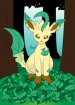 absurd_res eeveelution female feral forest forest_background generation_4_pokemon happy hi_res leaf leaf_ears leaf_tail leafeon looking_at_viewer nature nature_background nest nintendo plant pokemon pokemon_(species) pregnant solo tail tree xniclord789x