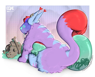 anthro belly big_belly blue_body blue_fur blue_stripes bodily_fluids bone digestion dipstick_ears dipstick_tail drooling ear_markings ear_piercing ear_ring fatal_vore fur gold_(metal) gold_ear_ring male markings multicolored_ears piercing purple_body purple_fur red_body red_ear_tips red_fur red_tail_tip ribs ring_piercing saliva slime solo striped_body striped_fur stripes tail tail_markings translucent translucent_belly vore eliaslynxie jackie_(eliaslynxie) synth_(vader-san) 2026 absurd_res digital_drawing_(artwork) digital_media_(artwork) english_description hi_res
