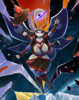 4_arms 4_fingers 4_wings antennae_(anatomy) anthro back_wings big_breasts black_clothing black_gloves black_hair black_hands black_handwear black_hat black_headwear black_hole black_outfit black_sclera breasts clothed clothed_anthro clothed_female clothing duo female female_anthro fingers fully_clothed fully_clothed_anthro fully_clothed_female fur gloves hair handwear hat headgear headwear huge_breasts in_space lost_hat multi_arm multi_limb multi_wing neck_tuft purple_antennae purple_arms purple_body purple_eyes purple_fur red_clothing red_hat red_headwear red_outfit shattered shattered_reality space tuft white_body white_breasts white_clothing white_face white_fur white_gloves white_handwear white_outfit white_tuft wings drakonst octavia_darkstar_(davjo) arthropod insect lepidopteran moth absurd_res hi_res female_(lore)