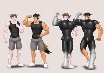 bad_end bicep_curl bound clothing encasement goo_transformation inanimate_transformation male male/male muscular not_furry permanent permanent_encasement permanent_transformation petrification shirt statue_transformation statuefication tank_top topwear transformation transformation_by_object transformation_sequence alabuster alberto_(antifreeze) neptune_mereaux humanoid absurd_res hi_res