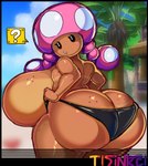 big_breasts big_butt bikini bikini_bottom biped breasts butt clothed clothing female huge_breasts huge_butt not_furry outside solo swimwear thick_thighs topless two-piece_swimsuit angstrom tisinrei mario_bros nintendo toadette toad_(mario)