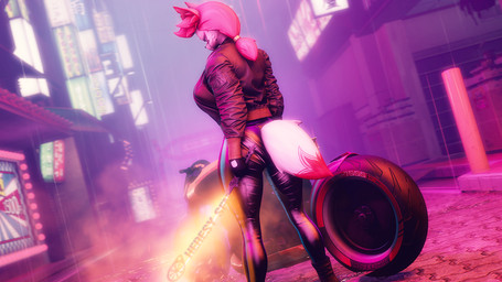 angry anthro bodysuit clothing cyberpunk female fur gloves hair handwear jacket katana leather leather_clothing leather_jacket leather_topwear looking_at_viewer looking_back melee_weapon motorcycle ponytail raining skinsuit solo sword text tight_clothing topwear vehicle weapon white_body white_fur heresy_sfm ludexus_(modeler) cd_projekt_red cyberpunk_2077 epic_games fortnite kimiko_five-tails canid canine fox fox_spirit mammal 16:9 3d_(artwork) digital_media_(artwork) japanese_text widescreen