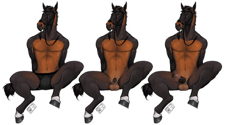 animal_genitalia animal_penis anthro athletic athletic_anthro athletic_male black_body black_fur black_penis brown_body brown_fur bulge clothed clothed_anthro clothed_male clothing equine_genitalia equine_penis erection front_view fully_sheathed fur genitals halter hooves logo looking_at_viewer male male_anthro markings medial_ring nude nude_anthro nude_male off/on penis pink_penis pose sheath simple_background sitting solo spots spotted_body spotted_fur spread_legs spreading tail topless topless_anthro topless_male underwear white_background i-psilone julius_(windsorlion) equid equine horse mammal 2018 artist_logo digital_media_(artwork) digital_painting_(artwork) full-length_portrait hi_res multiple_images multiple_versions painting_(artwork) portrait shaded soft_shading