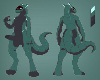anthro butt claws fingers genitals machine male nude penis simple_background solo tail respdragon robot synth_(vader-san) absurd_res digital_media_(artwork) hi_res model_sheet superabsurd_res