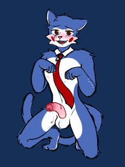 accessory anthro balls bedroom_eyes blue_body blue_ears blue_fur blue_tail bodily_fluids brown_eyes collar dripping erection fangs fluffy foreskin freckles fur genital_fluids genitals gradient_penis hair humanoid_genitalia humanoid_penis kneeling long_tail looking_at_viewer male narrowed_eyes necktie nipples open_mouth paw_pose pecs penis pink_nipples pink_nose pink_penis pose precum precum_drip raised_arms red_cheeks red_necktie red_penis seductive short_hair simple_background slim slim_anthro slim_male smile solo tail teeth thin_tail tongue transparent_background unretracted_foreskin vein veiny_penis whisker_spots whiskers white_balls white_body white_chest white_fur white_inner_ear white_palms arvo_(artist) five_nights_at_candy's candy_(fnac) domestic_cat felid feline felis mammal 2026 3:4 alpha_channel sketch