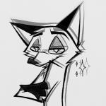 anthro fur male feverwildehopps disney zootopia nick_wilde canid canine fox mammal red_fox true_fox 1:1 2017 monochrome sketch