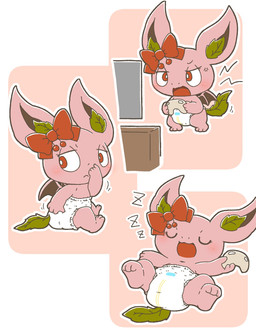 anthro clean_diaper clothed clothing diaper female fur simple_background sleeping solo tail wearing_diaper wetness_indicator young rokesys digital_media_(artwork) hi_res multiple_images