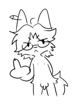 anthro eye_contact eyewear gesture glasses hair hair_over_eye hand_gesture looking_at_another looking_at_viewer male middle_finger safety_pin simple_background solo standing toony wearing_glasses maplefox canid canine fennec_fox fox mammal true_fox absurd_res black_and_white hi_res monochrome