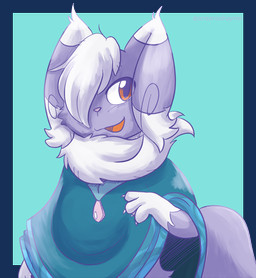 amber_eyes clothing cyan_background fur hair pokemorph poncho purple_body purple_fur semi-anthro simple_background white_hair screamoshaymin nintendo pokemon generation_6_pokemon meowstic pokemon_(species) alpha_channel hi_res signature