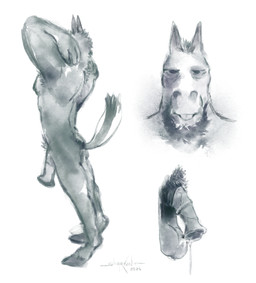 animal_genitalia animal_penis anthro balls blep bodily_fluids cum equine_genitalia equine_penis front_view genital_fluids genitals hooves leaking_cum male medial_ring penis side_view solo tail tongue tongue_out sharkinthepark equid equine horse mammal 2026 digital_media_(artwork) hi_res monochrome painting_(artwork) watercolor_(artwork)