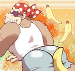 anthro banana bottomwear butt clothed clothing eyewear food food_fetish fruit grin kerchief looking_at_viewer looking_back looking_back_at_viewer male muscular muscular_male plant shirt shorts smile solo suggestive suggestive_food sunglasses tank_top topwear minashirazu donkey_kong_(series) nintendo funky_kong ape gorilla haplorhine mammal primate