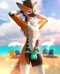 anthro balls beach bodily_fluids cum erection fur genital_fluids genitals hair knot looking_at_viewer male nude nude_beach penis sand seaside sky solo water lewdyroom vrchat lill_espion canid canine mammal rexouium 3d_(artwork) digital_media_(artwork) hi_res widescreen