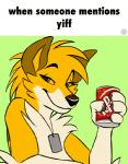 animated anthro beverage canid canine canis dingo dog_tags dr_pepper drinking female grandfathered_content ifunny ifunny_gif_caption looking_at_viewer mammal one_eye_closed short_playtime silverdeni simple_background smile soda soft_drink solo third-party_edit wink