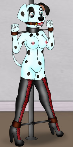 anthro ball_gag bdsm bound breasts canine collar dalmatian dog dotsy_(character) female folwilliar gag high_heeled_boots high_heels pussy spreader_bar
Rating: Explicit
Score: 3
User: APimpFromBuffalo
Date: January 06, 2014