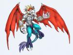 anthro armor bone claws digitigrade feet flying male mask membrane_(anatomy) membranous_wings pawpads paws skull solo talons toes wings white-angel-ariah bandai_namco digimon fan_character silphydramon digimon_(species) humanoid hybrid monster silphymon