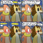 4_panel_comic ambiguous_gender anthro big_pupils biped black_nose black_sclera blue_eyes blush box container dialogue dilated_pupils duo ellipsis embarrassed exclamation_point front_view fur humor innuendo inside joke looking_aside looking_at_another looking_up open_mouth orange_body orange_fur pupils question_mark smile speech_bubble standing store tan_body tan_fur teeth text tongue white_eyes yellow_body asfarasiknow5 nintendo pokemon buizel generation_1_pokemon generation_4_pokemon pokemon_(species) sandslash 1:1 2024 comic dated english_text hi_res signature