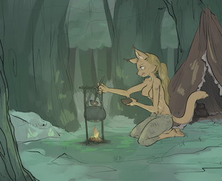 camping camping_tent cooking famished female food forest forest_background hungry licking licking_lips licking_own_lips nature nature_background nude plant rags solo soup starving tasteful_nudity tongue tongue_out tree sinfullapis bethesda_game_studios microsoft skyrim the_elder_scrolls ardene_marquet dovahkiin felid khajiit mammal hi_res