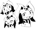 anthro blush eyes_closed fangs head_markings horn looking_at_viewer markings scarf simple_background smile solo teeth white_background young doneru mythology neneruko_(doneru) dragon mythological_creature mythological_scalie scalie black_and_white bust_portrait hi_res monochrome portrait sketch